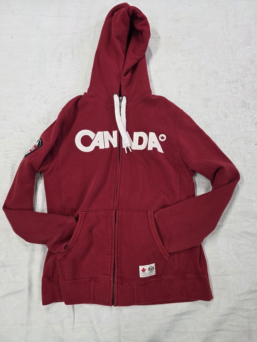 Hudson's Bay Canada Olympic Team Full Zip Graphic Hoodie Maroon - Size M